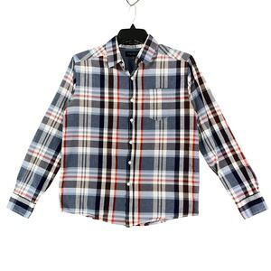 TwentyOne Men Plaid Shirt Mens M Blue Red Long Sleeve Button Down Casual Classic